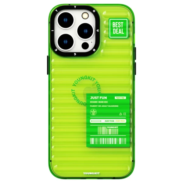 قاب آيفون 13 پرو برند YOUNGKIT طرح JUST FOR FUN رنگ سبز - تصویر 1