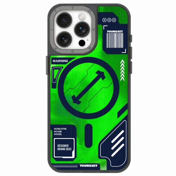 قاب آيفون 16 پرومکس برند YOUNGKIT مدل GALAXY رنگ سبز - تصویر 1