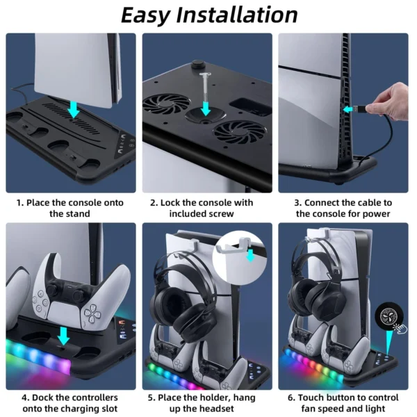 استند فن چراغ دار PS5 اسليم