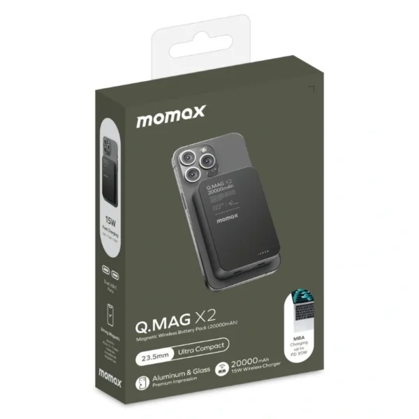 پاور بانک 20K برند MOMAX مدل Q.Mag X2