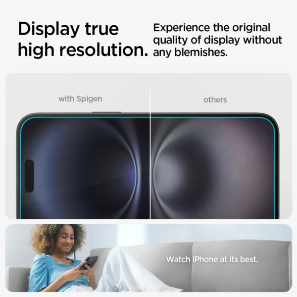 گلس آیفون 16 برند SPIGEN مدل TR EZFIT | شفاف 