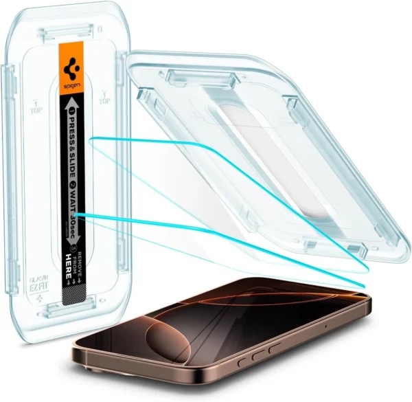 گلس آیفون 16 پرو مکس برند SPIGEN مدل TR EZFIT | شفاف بدون حاشیه