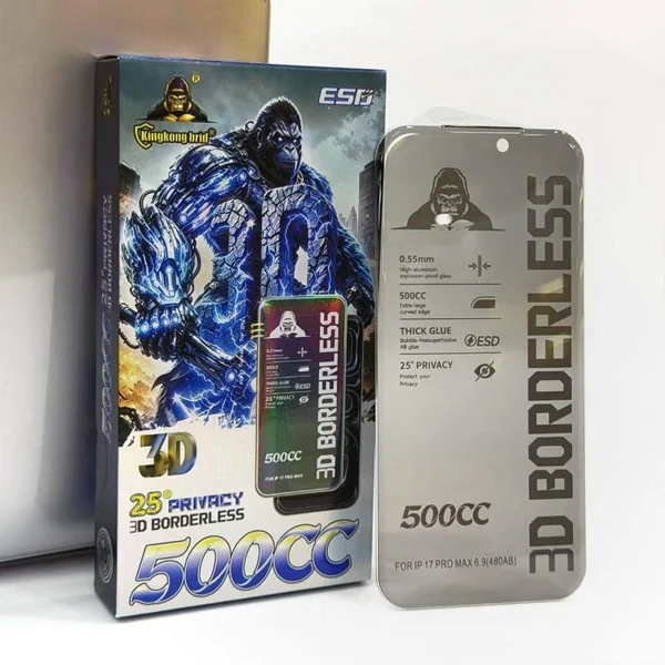 1 black king kong 500cc 25 privacy 3d borderless tempered glass screen protector spec features detail