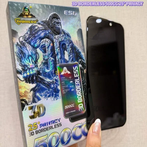 4 black king kong 500cc 25 privacy 3d borderless tempered glass screen protector privacy side angle block demo